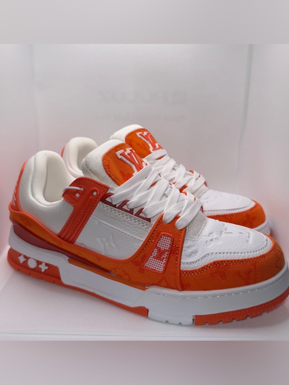 Louis Vuitton Orange & White LV Low-Top Sneakers